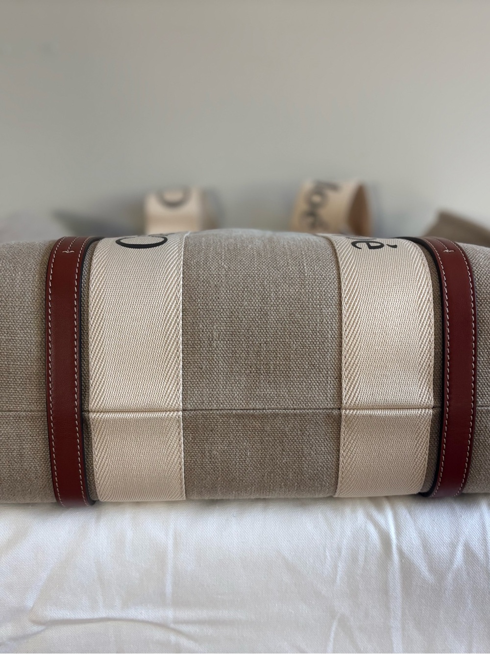 Chloé Large “WOODY” Canvas Tote - Picture 6 of 10